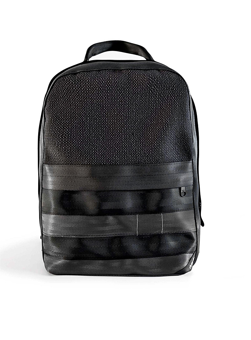Duel Black Recycled seat belt backpack