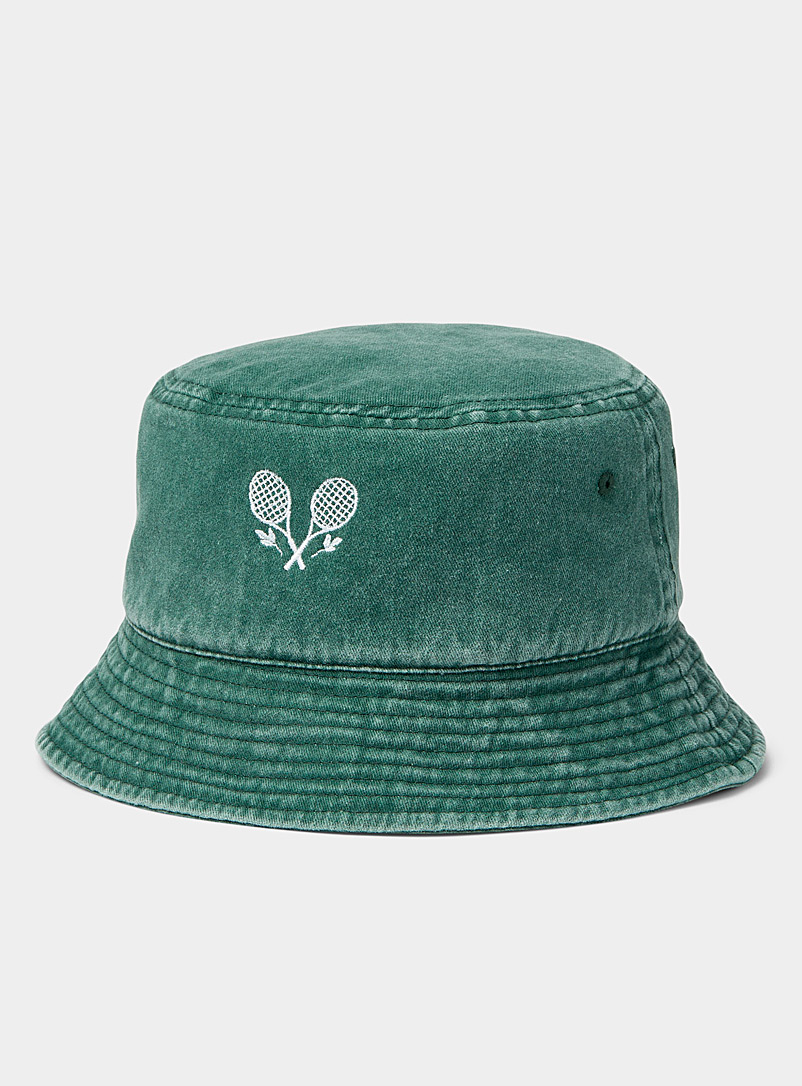 Twik Green Tennis embroidery bucket hat for women