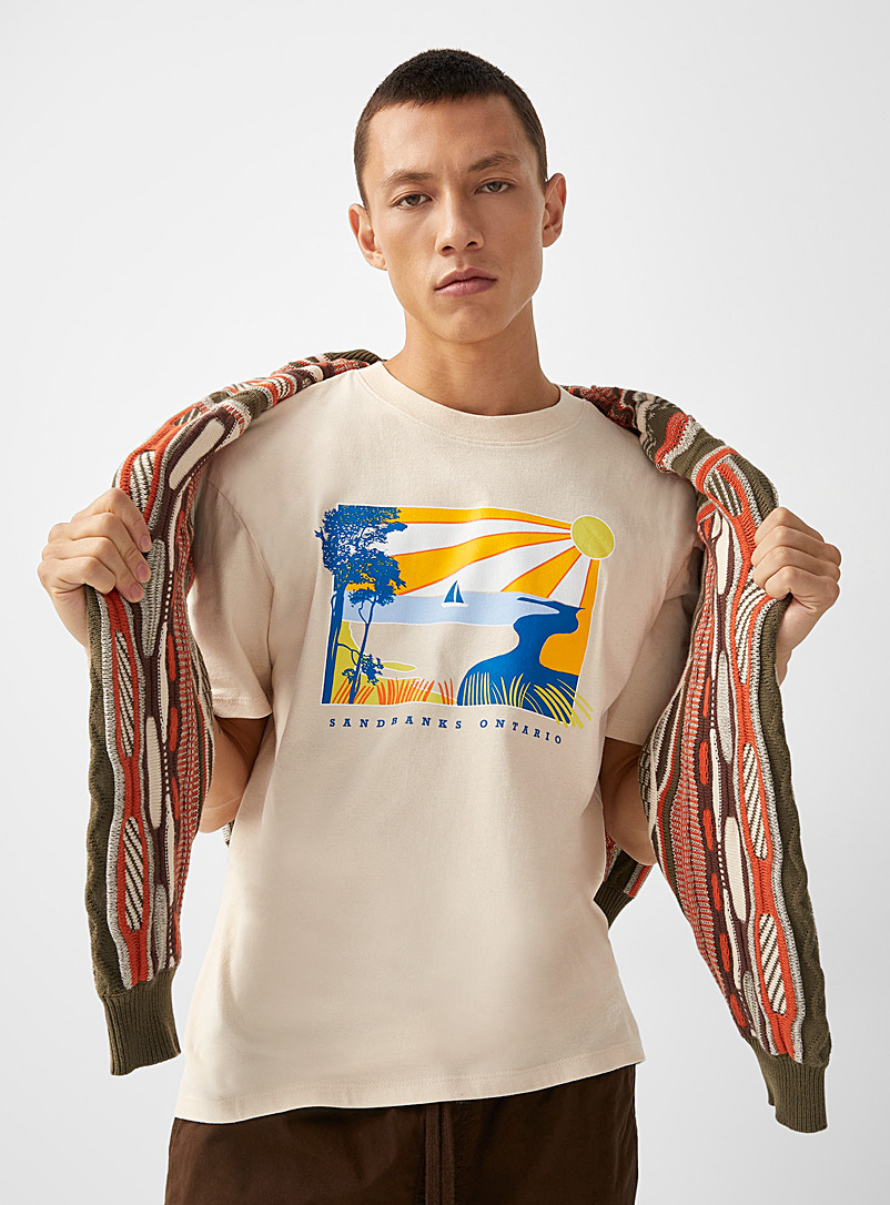 Djab: Le t-shirt carré destination Sandbanks Beige crème pour homme