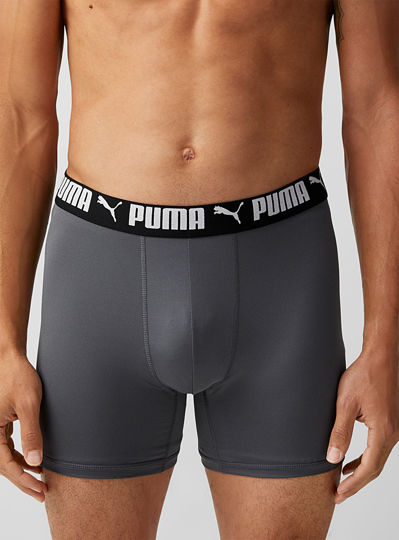 Puma Charcoal Logo-band solid microfibre boxer brief for men