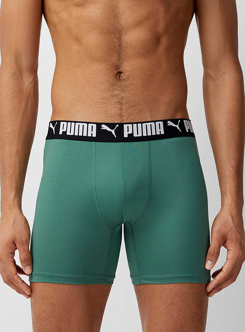 Puma: Le boxeur long microfibre unie bande logo Vert bouteille pour homme