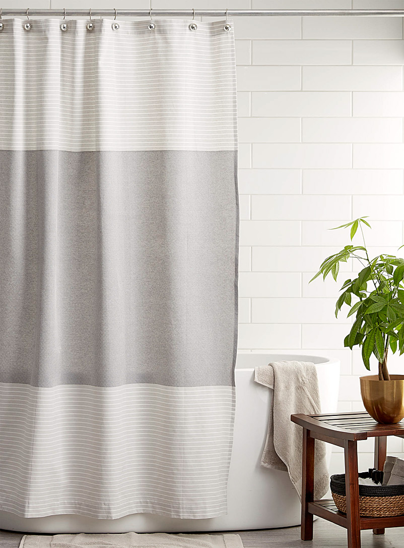 Simons Maison Patterned Grey Diamond stripe shower curtain