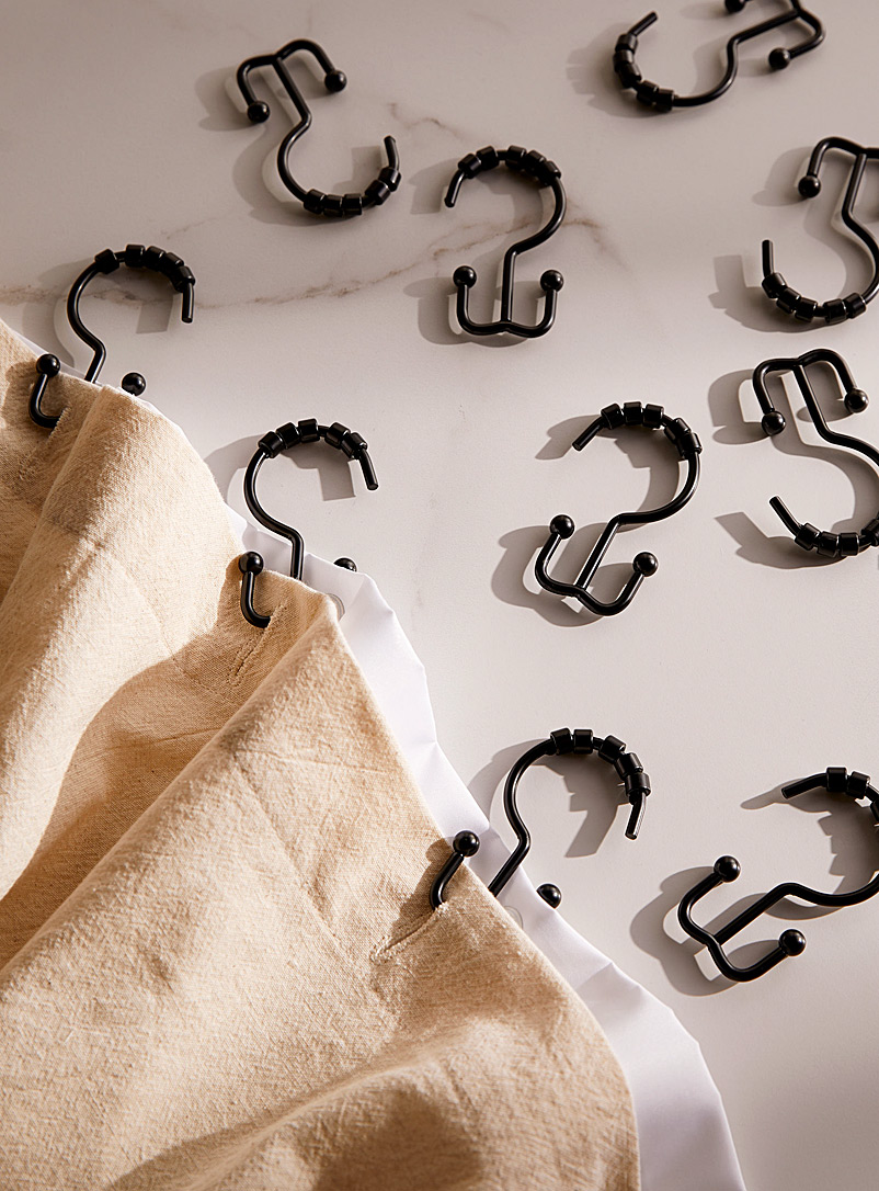 Black double shower curtain hooks Set of 12, Simons Maison, Bathroom  Accessories & Accessory Sets
