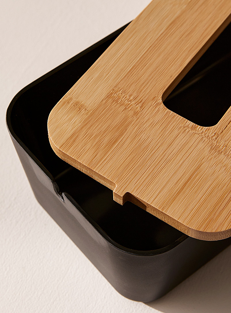Black bamboo-resin tissue box product image 2