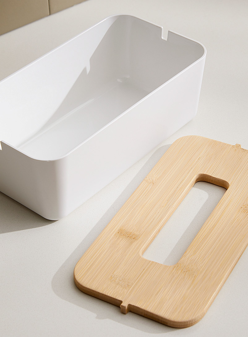 White bamboo-resin tissue box product image 2