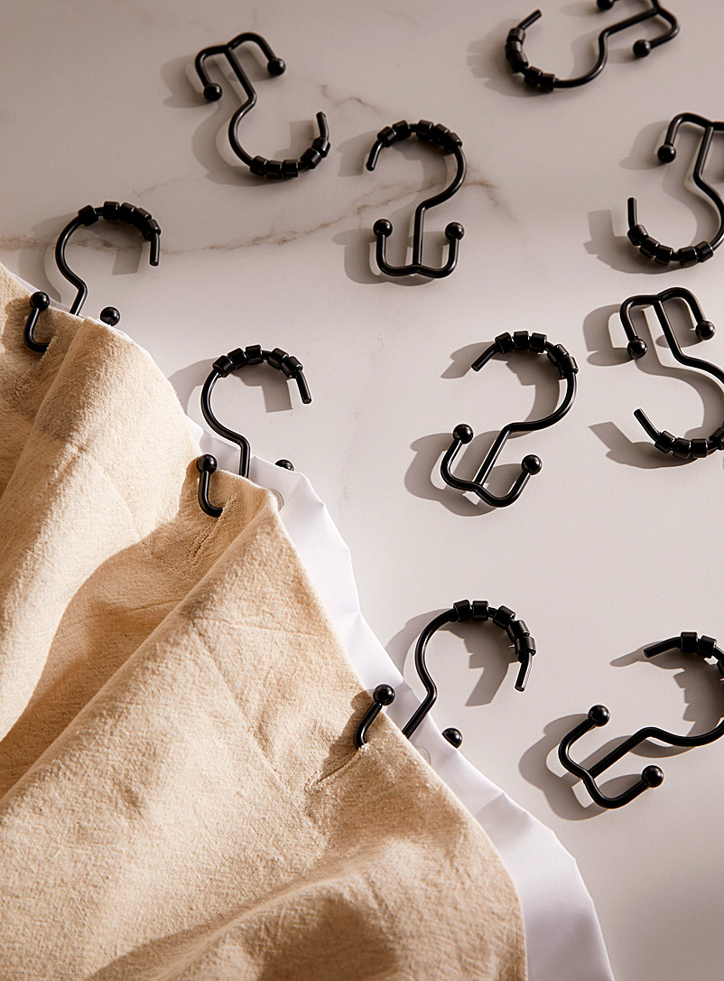 Black double shower hooks Set of 12 product image (primary)