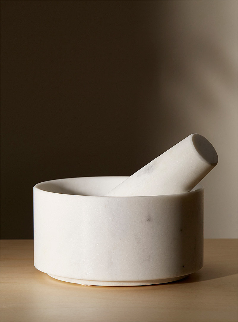 Citta Design: Le mortier et pilon en marbre Ensemble de 2 pièces Blanc et noir