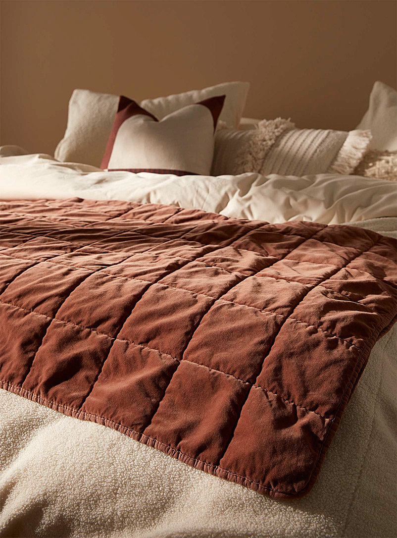 Citta Design Copper Quilted velvet throw 130 x 180 cm