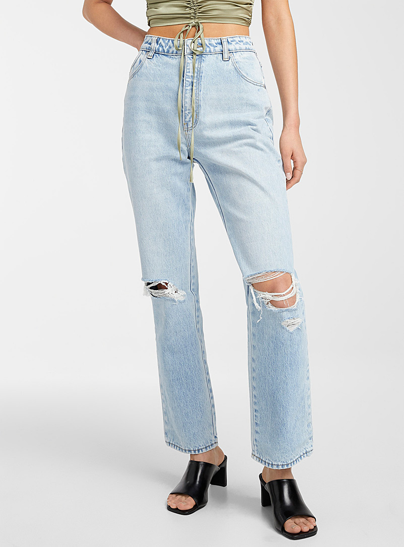 Distressed-knee straight jean | Rolla's 