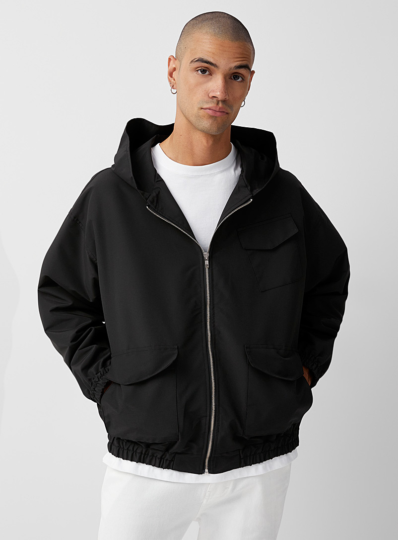 Le 31 Black Matte nylon jacket for men