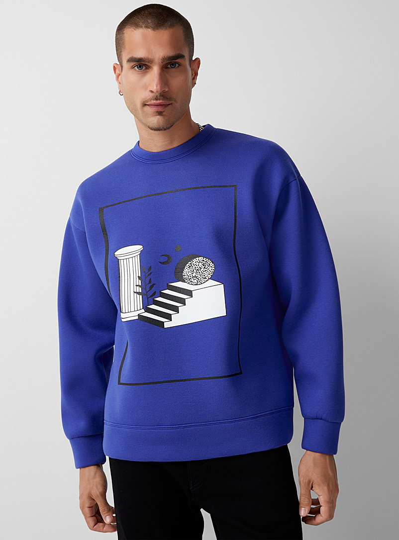 Le 31 Slate Blue Modern art neoprene sweatshirt for men