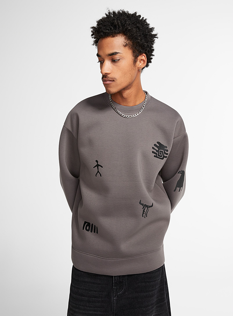 Le 31 Dark Grey Modern art neoprene sweatshirt for men
