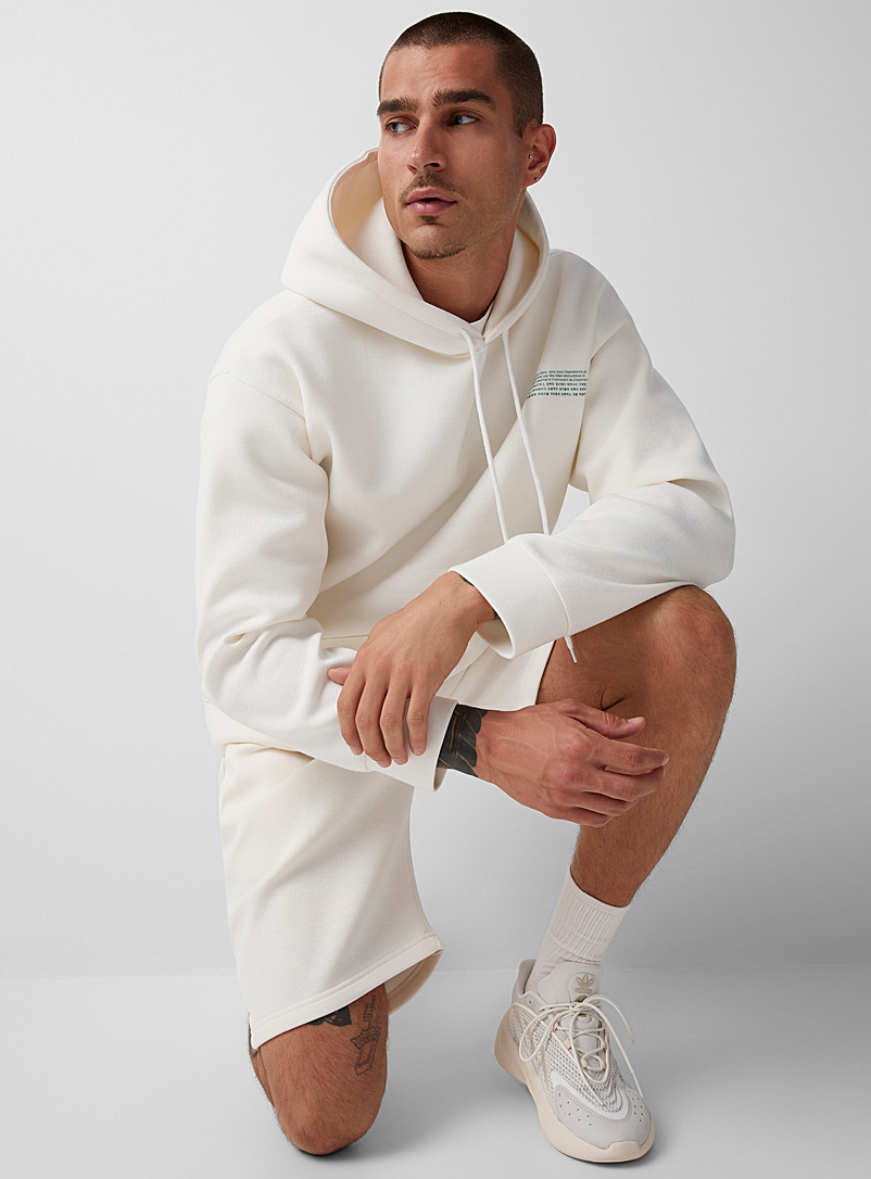 Le 31 Cream Beige Neoprene hoodie for men