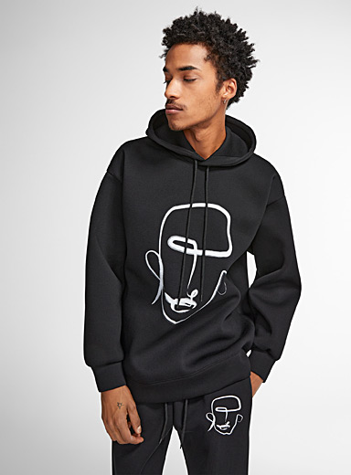 Le 31 Charcoal Neoprene hoodie for men