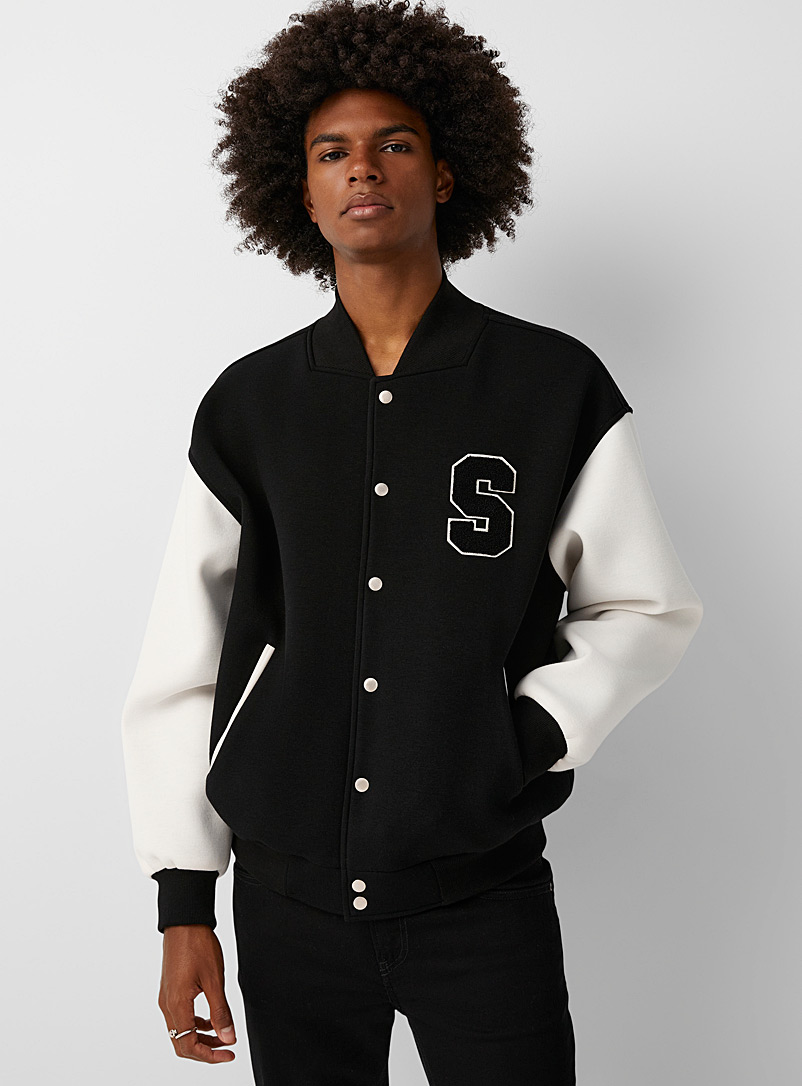 Le 31 Black Varsity jacket for men