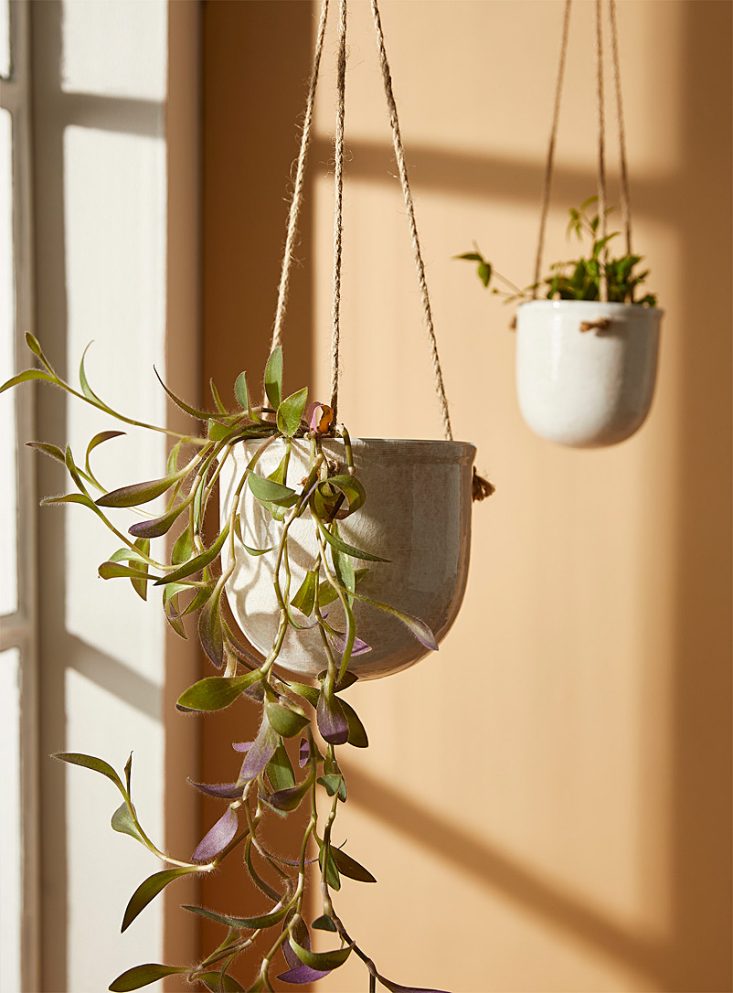 Simons Maison White Antique ceramic hanging planter 6.5 in