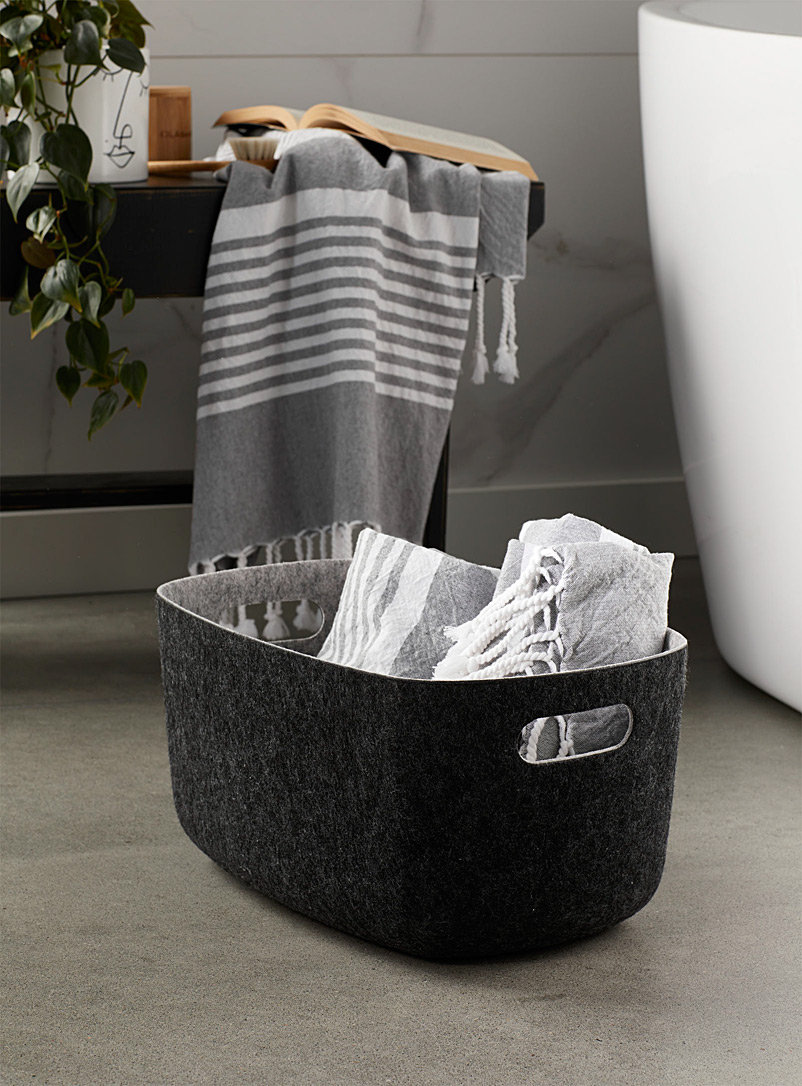 Simons Maison Grey Large two-tone cutout handle felt basket