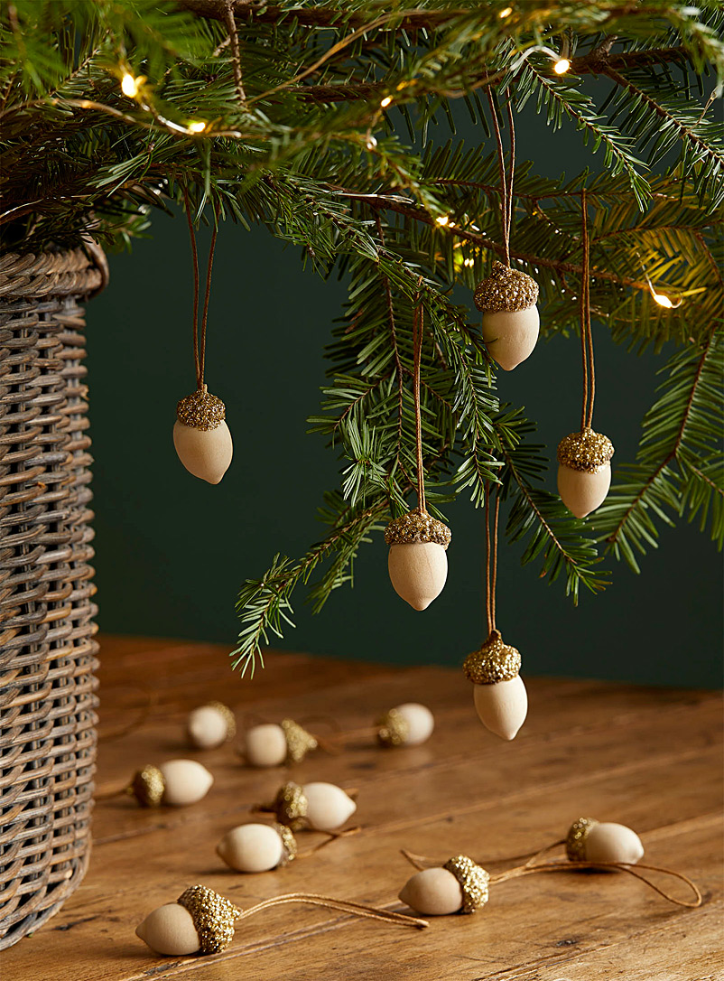 Simons Maison Assorted Sequined acorn ornaments Set of 18