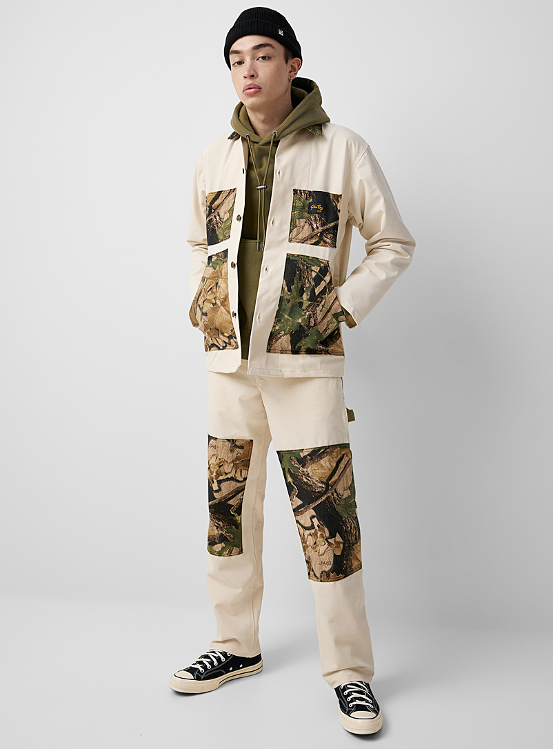 Stan Ray: Le pantalon Painter genoux camo forestier Coupe relaxe Blanc à motifs pour homme