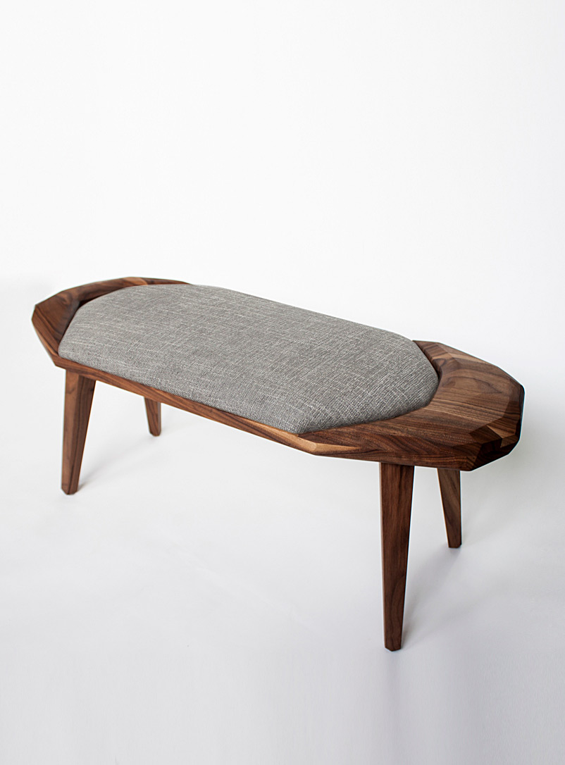Nadine Hajjar Studio Walnut Sculpted walnut geo stool