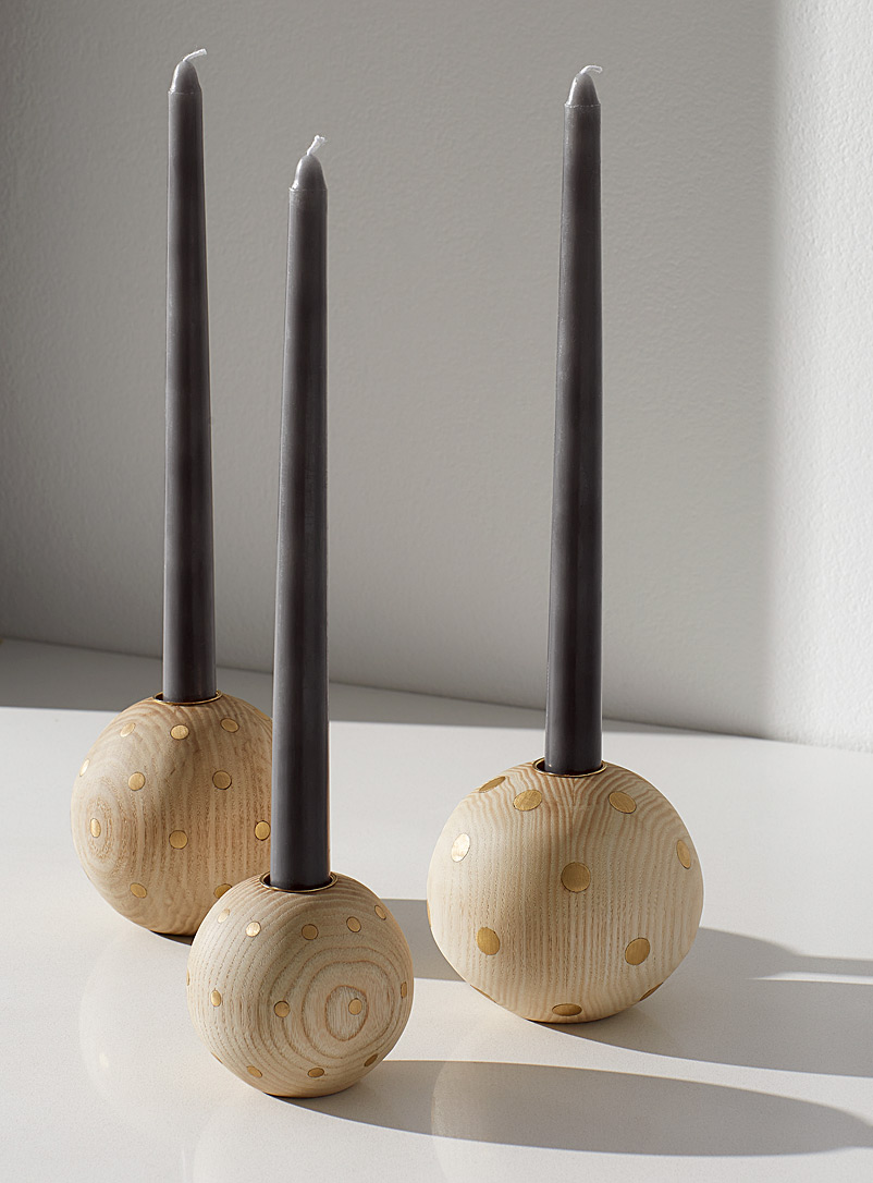 Nadine Hajjar Studio Ash Pin dot ash wood ball candle holder 3 sizes available