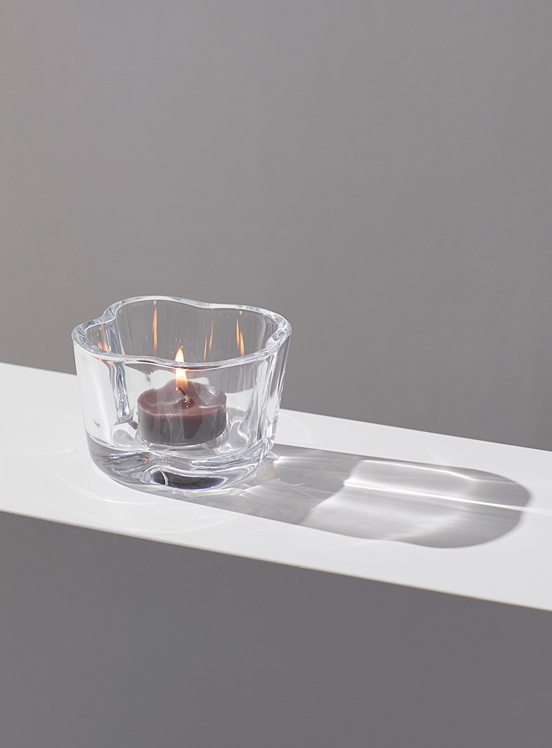 Iittala Ivory White Alvar Aalto clear candle holder for men
