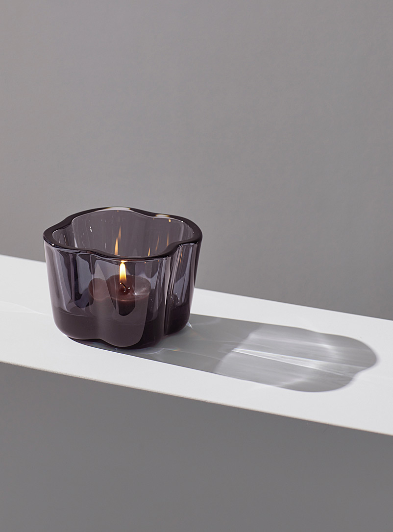 Iittala Dark Brown Alvar Aalto linen candle holder for men