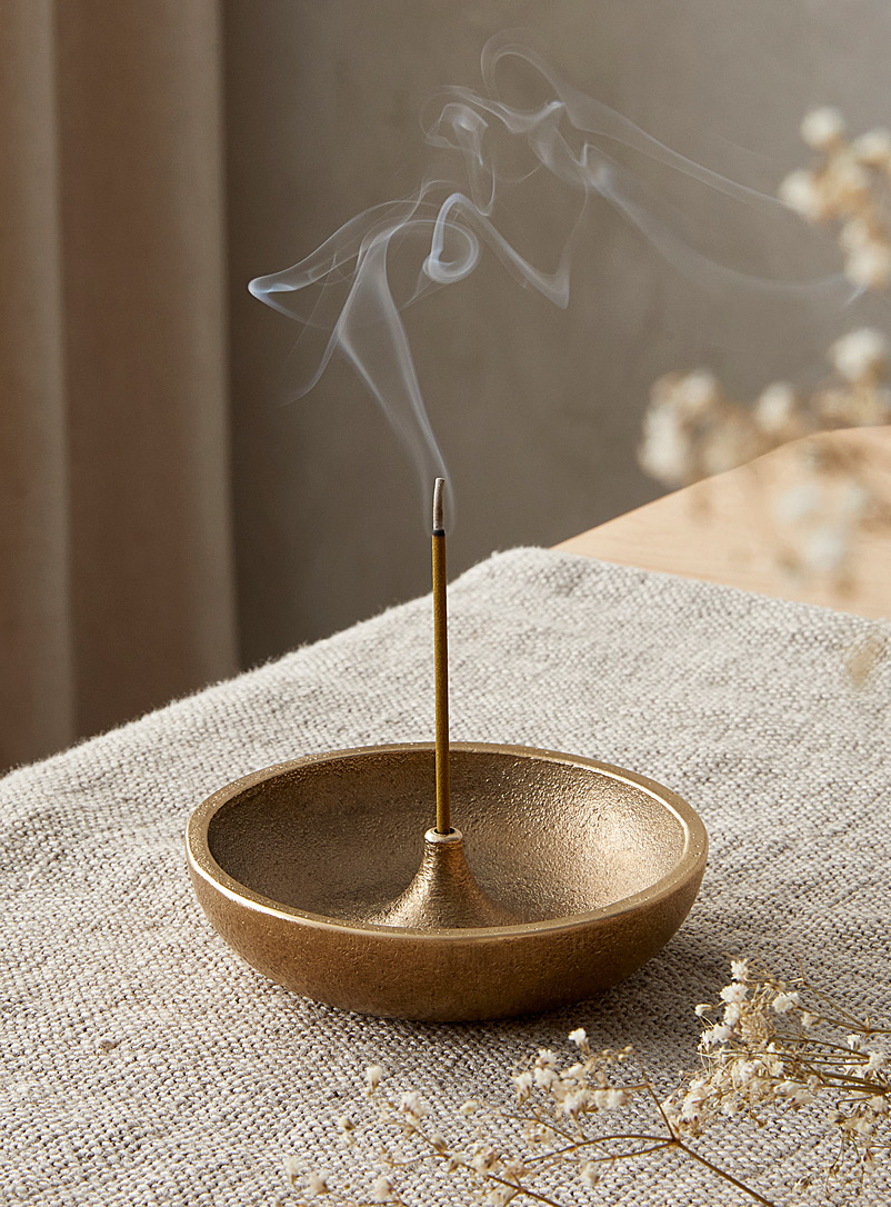 Hasami Porcelain Golden Yellow Brass incense holder for men