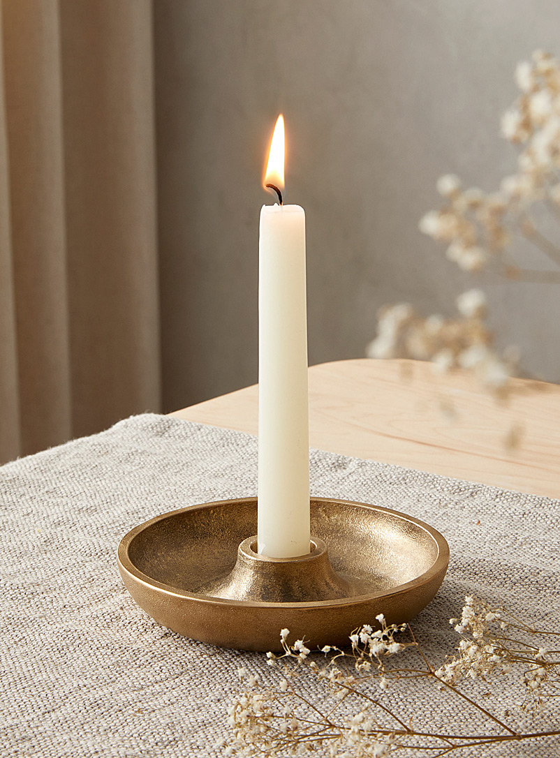 Hasami Porcelain Golden Yellow Brass candle stand for men