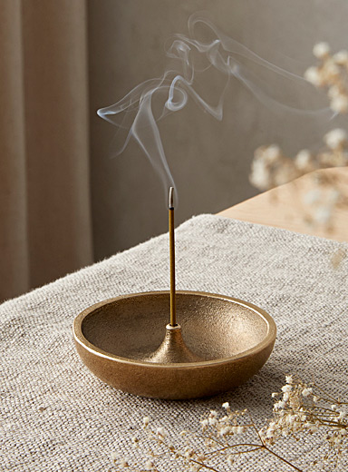 Brass incense holder, Hasami Porcelain