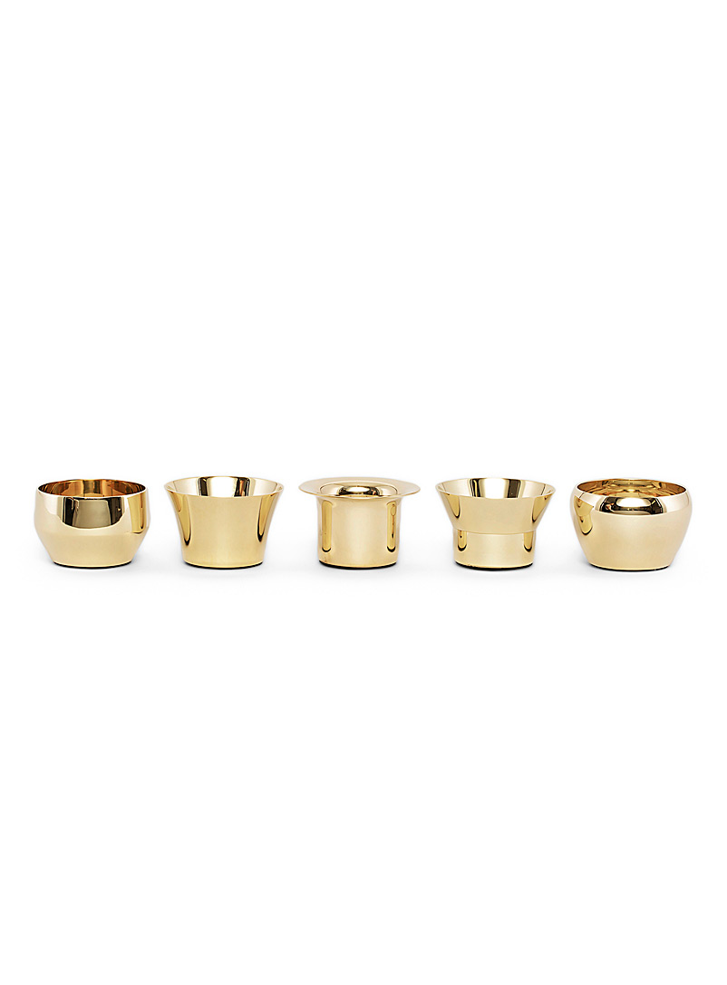 Skultuna Golden Yellow Kin brass candle holders 5-piece set for men