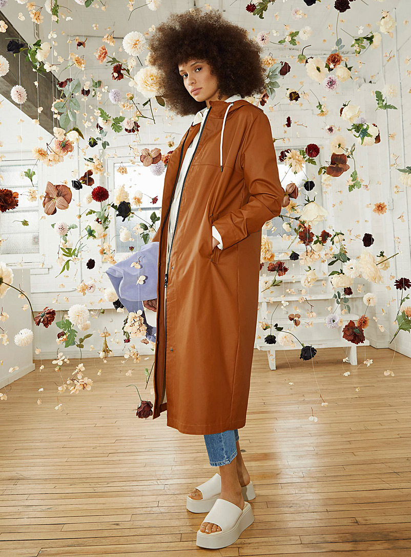 Mernini Cream Beige Natural hue maxi raincoat for women