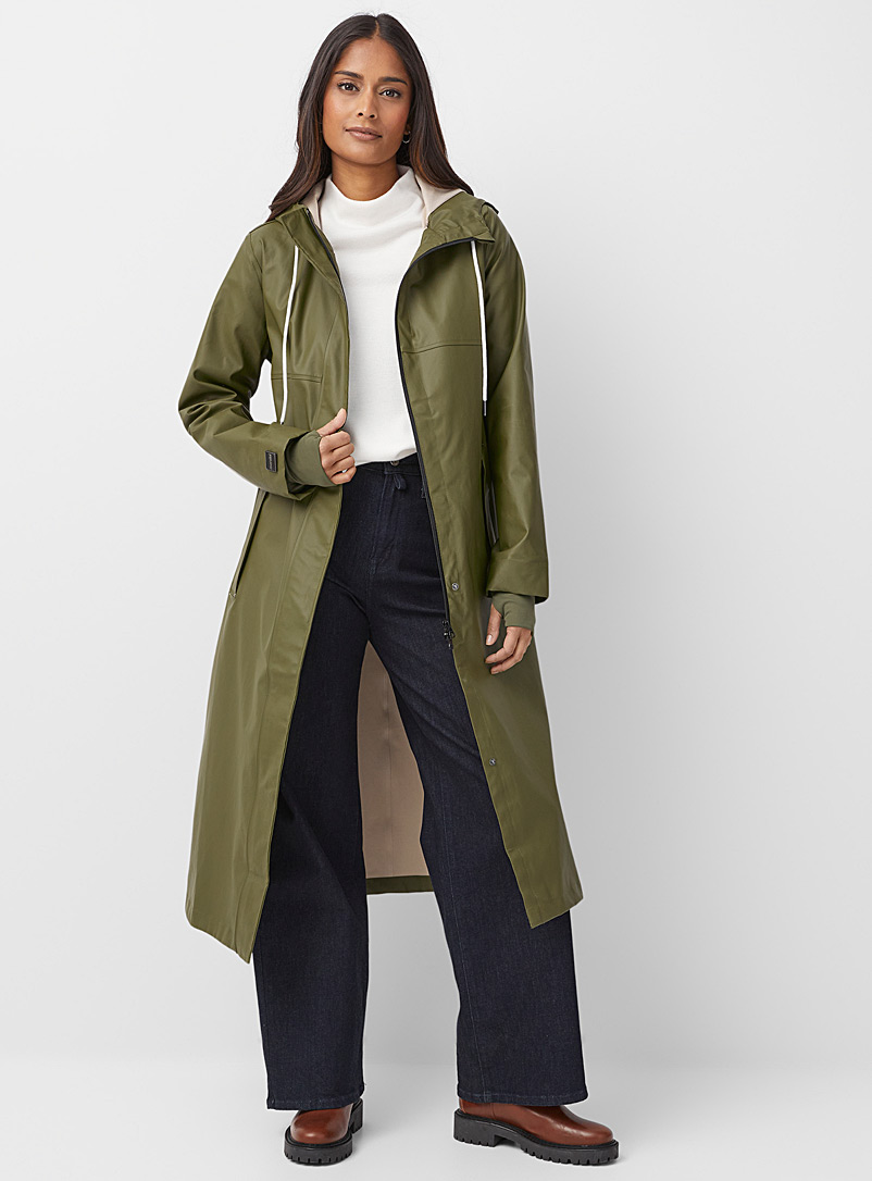 Mernini Khaki Natural hue maxi raincoat for women