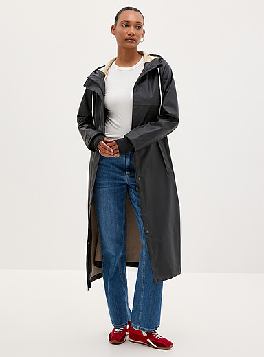 Mernini Black Natural hue maxi raincoat for women