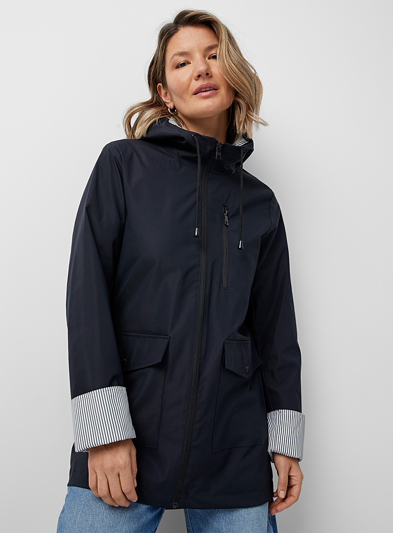 Contemporaine Marine Blue Striped underside raincoat for women