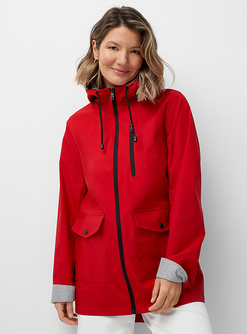 Contemporaine Red Striped underside raincoat for women