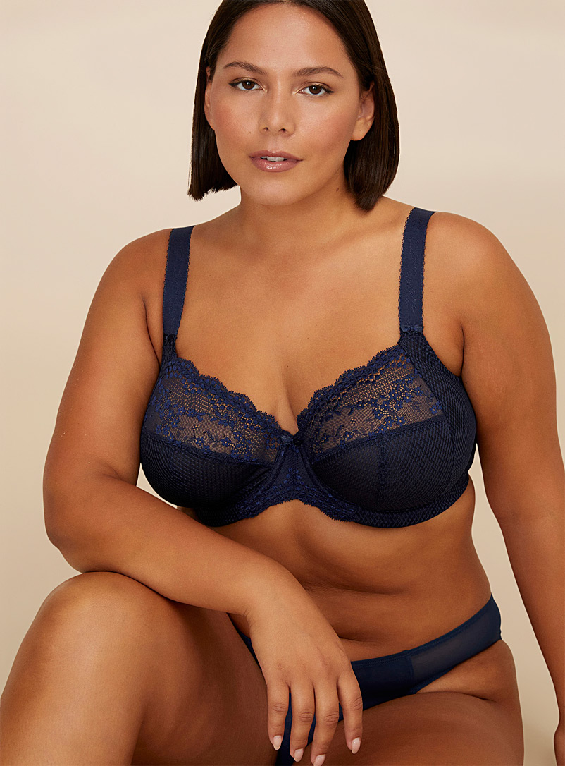Elomi Marine Blue Charley soft full-coverage bra Plus size for women