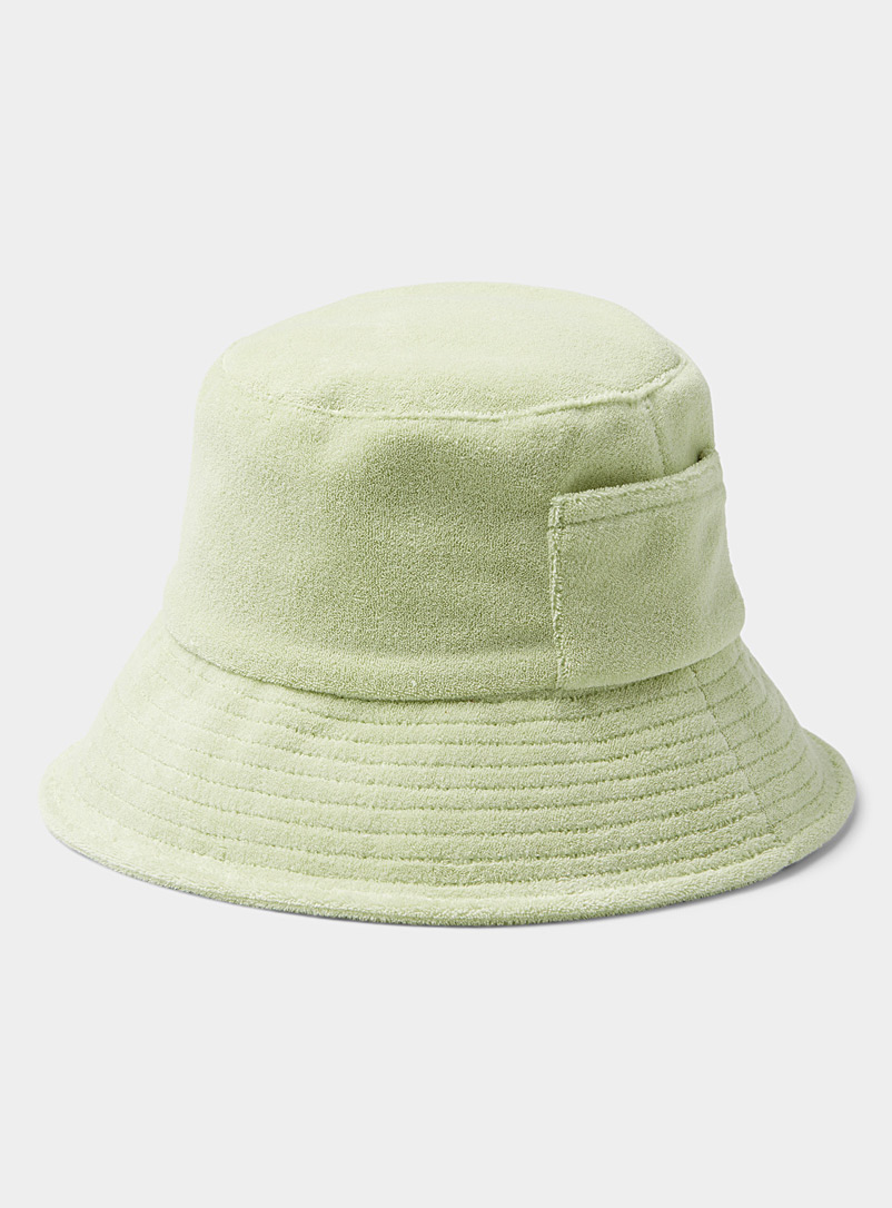 LACK OF COLOR Lime Green Wave terry bucket hat for women