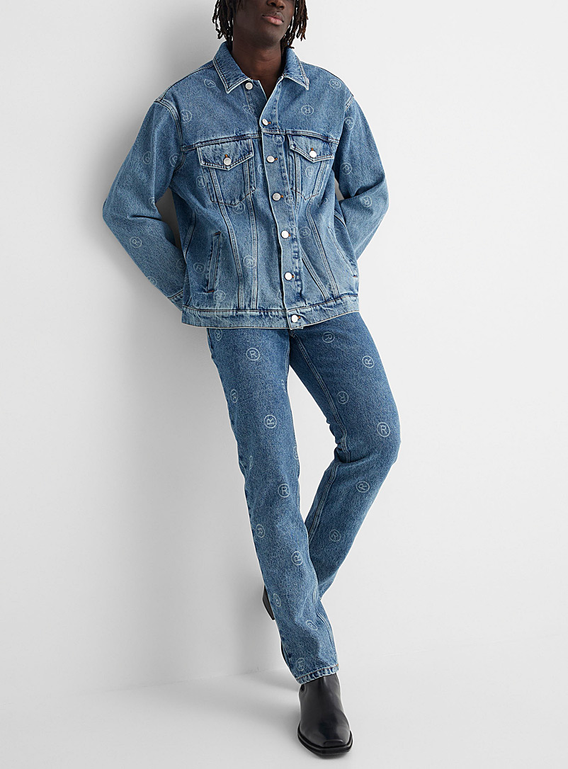 Martine Rose Blue Multi-signature printed jeans for men