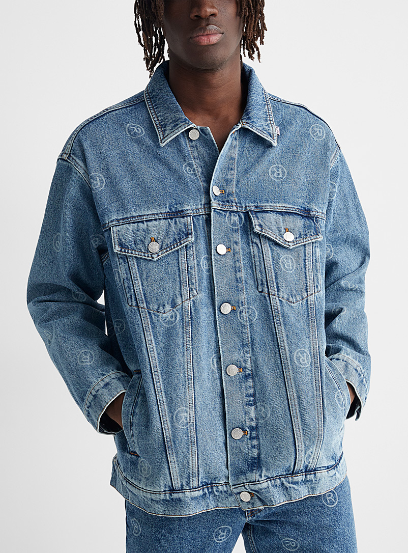 Martine Rose: La veste denim imprimé multisignature Bleu pour homme