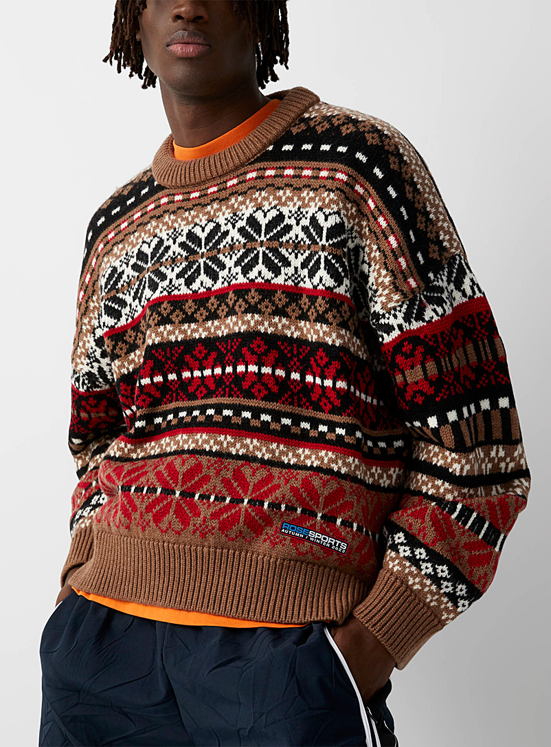 Martine Rose Brown Fair Isle bold sweater for men