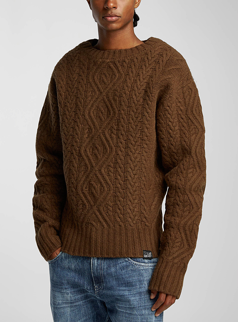 Martine Rose Brown Boiled wool cable-knit sweater for men