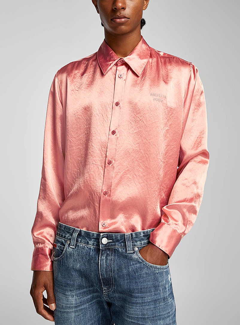Martine Rose Peach Pink satin shirt for men