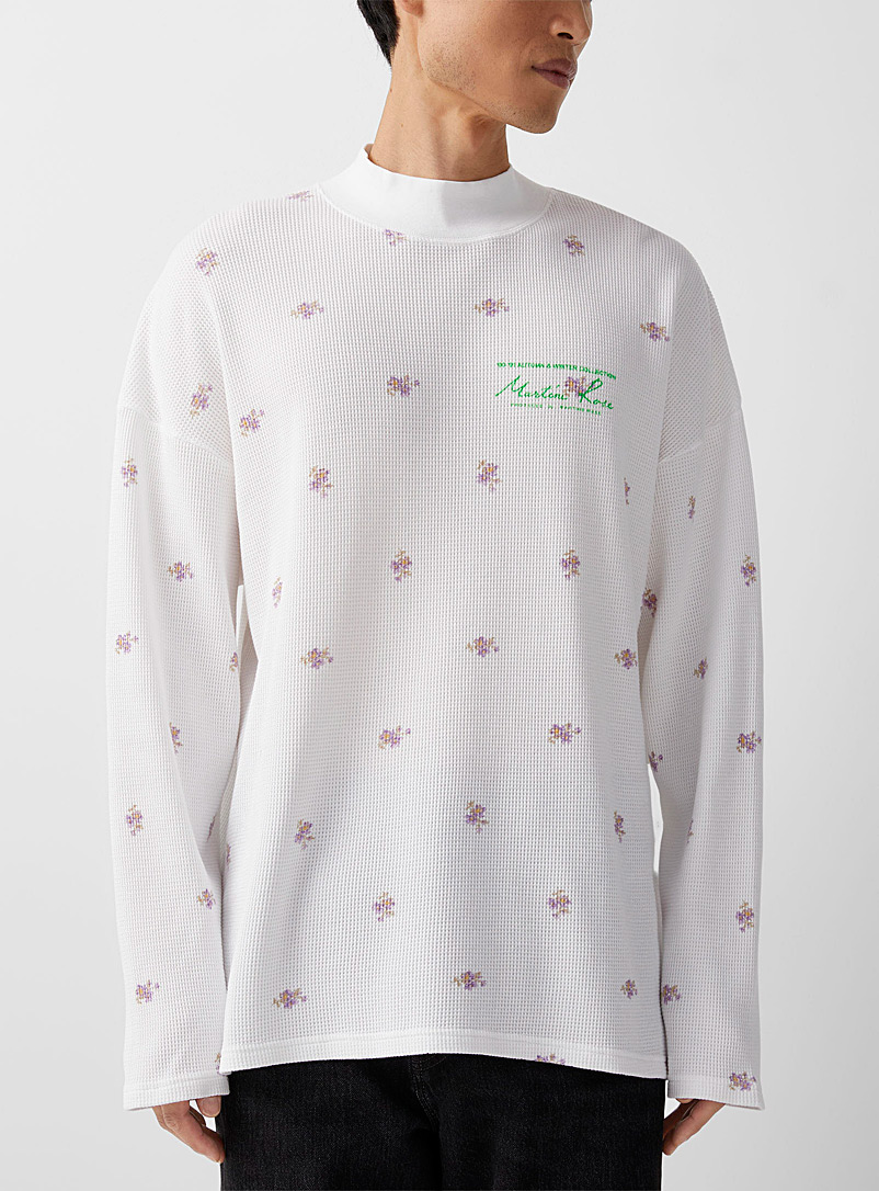 Martine Rose White Floral pattern waffled T-shirt for men