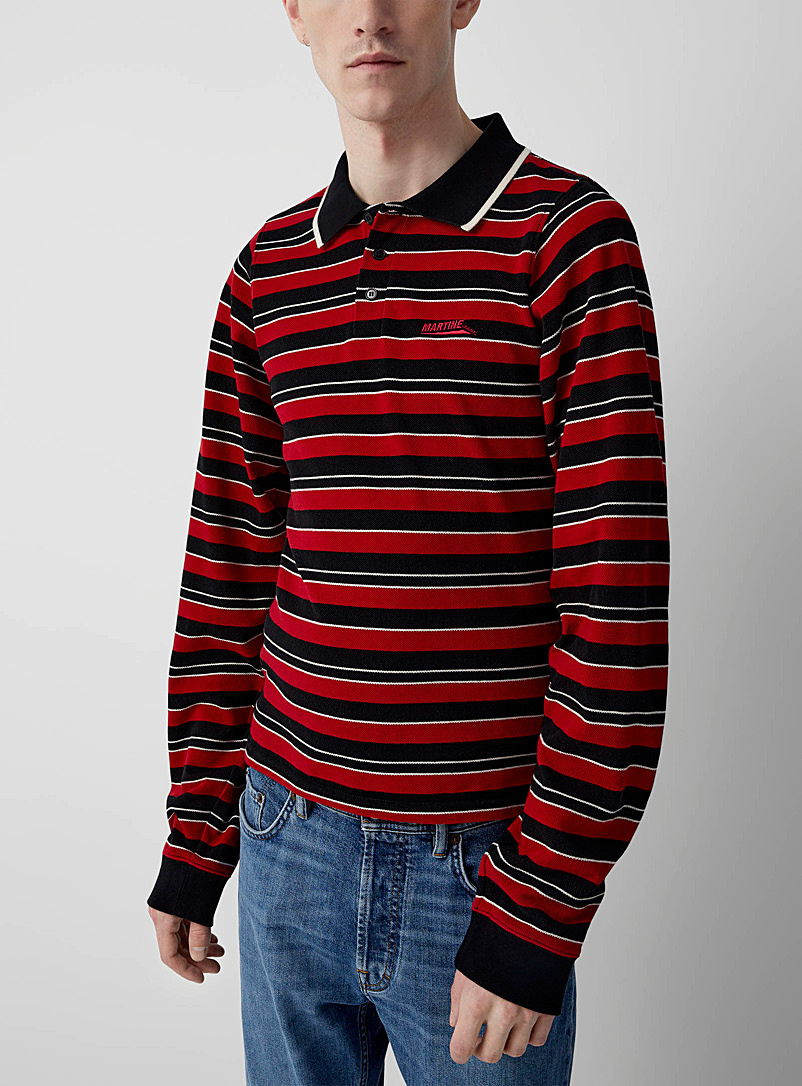 Martine Rose Red Multi-stripe long-sleeve polo shirt for men