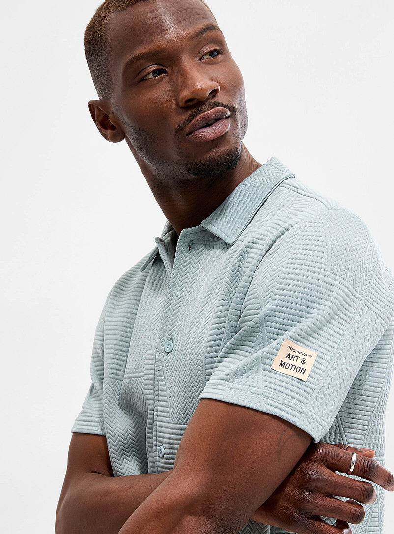 Le 31: La chemise g&eacute;o emboss&eacute;e Bleu pour homme