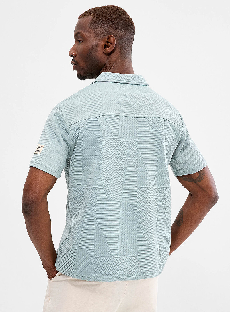 Le 31: La chemise g&eacute;o emboss&eacute;e Bleu pour homme