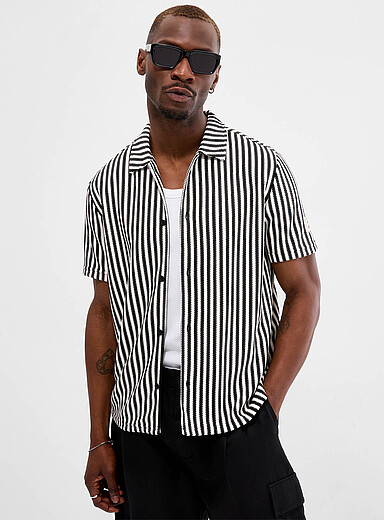 Twin-stripe knit shirt