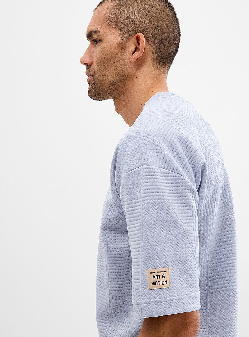 Le 31 Taupe Embossed geo T-shirt for men