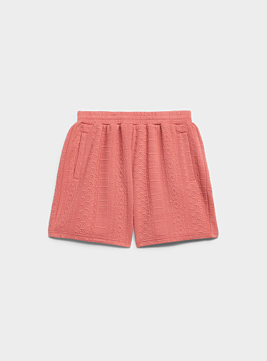 Le 31 Dusty pink  Embossed geo short <b>Inseam: 7" (18 cm)</b> for men
